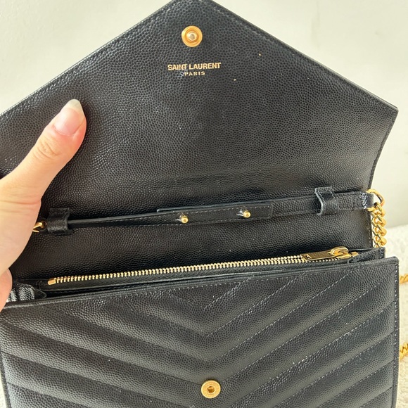 SOLD Saint Laurent YSL Monogram Large Wallet on Chain Grained Leather 100% Auth - Picture 4 of 14